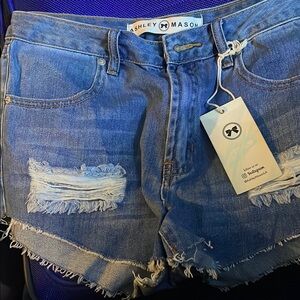 Ashley Mason Distressed Blue Jean Shorts